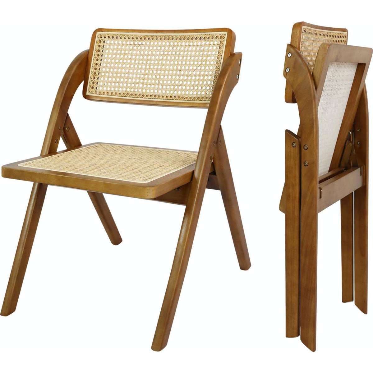 Levede 2X Dining Chairs Foldable Accent Wooden Chair Rattan