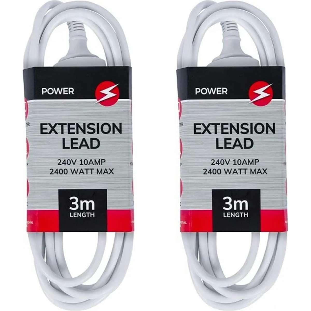 Power Extension Lead Power Adaptor Plug Cable 3m 2x 240v Woolworths