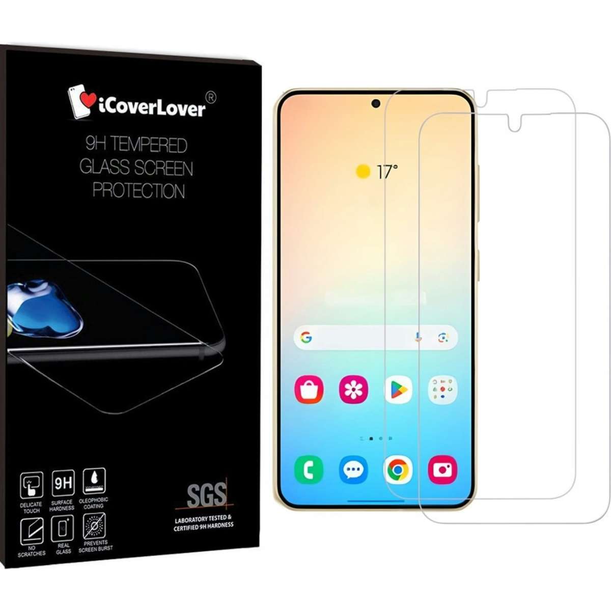 iCoverLover Samsung Galaxy S24 Case + 2 Glass Screen Protectors Clear