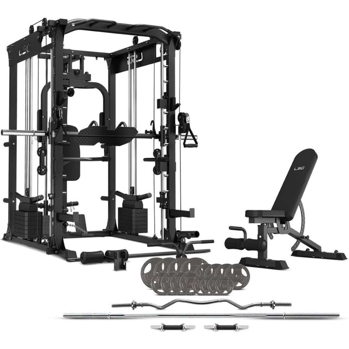 LSG GRK200 10-in-1 Home Gym Station, Power Rack, Smith Machine and ...