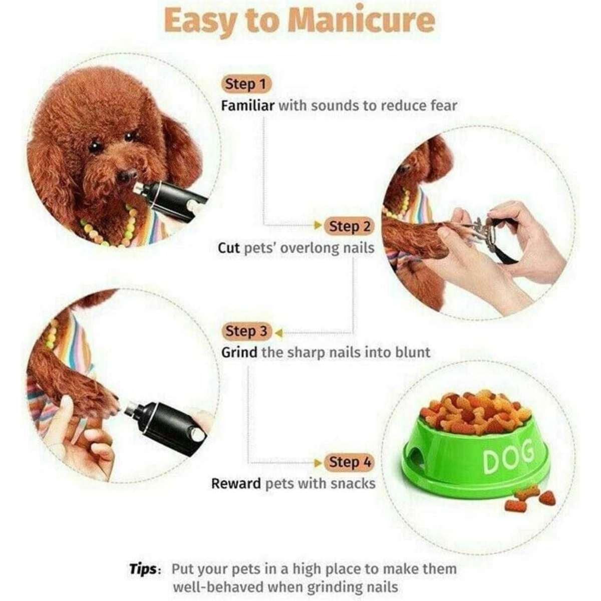 Ozoffer Electric Dog Toe Nail File Grinder Clippers Pet Cat Claw