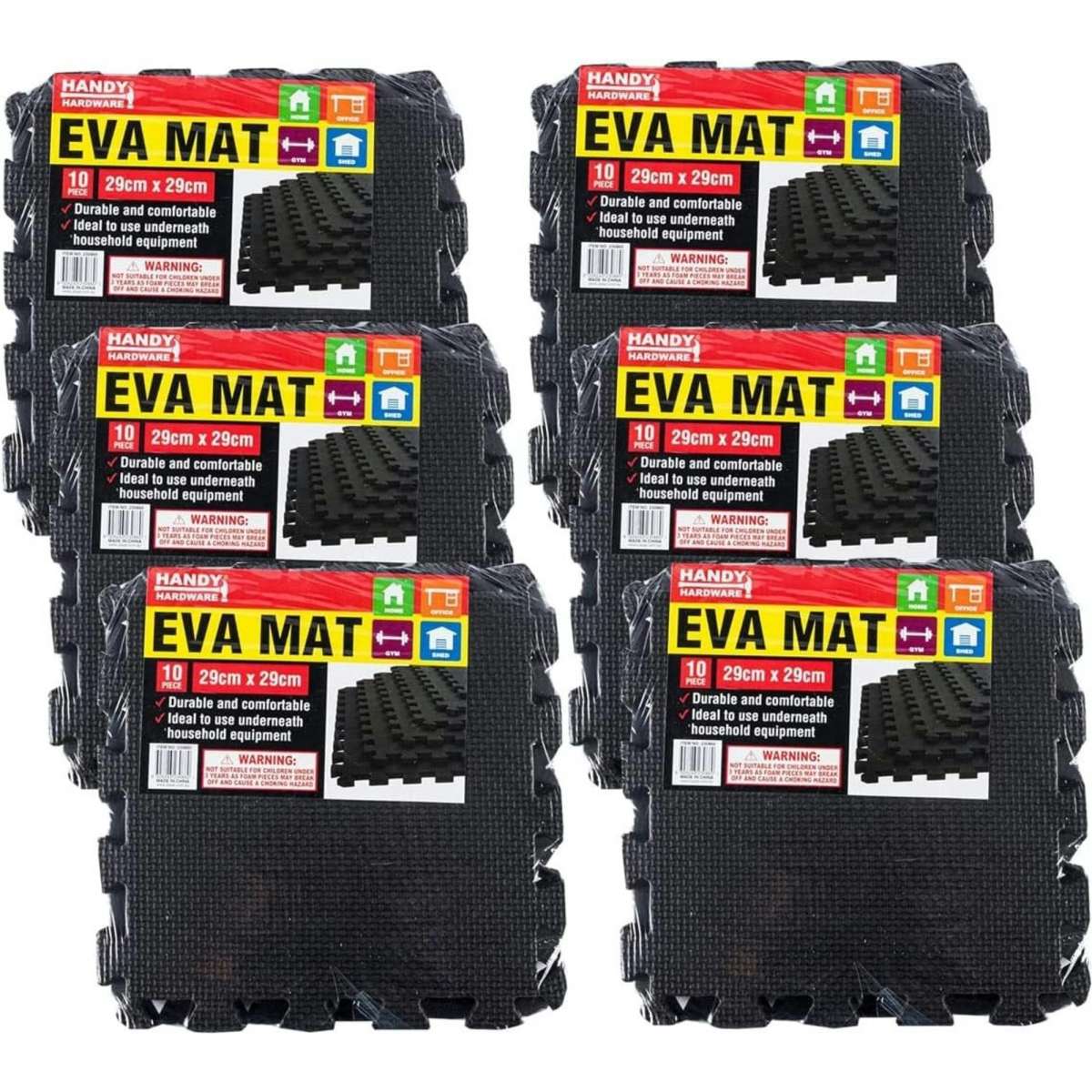 Handy Hardware [60PCE] Black EVA Mat, Non-Slip Surface for Home Gym, Yoga,  and Exercise- Black | Woolworths