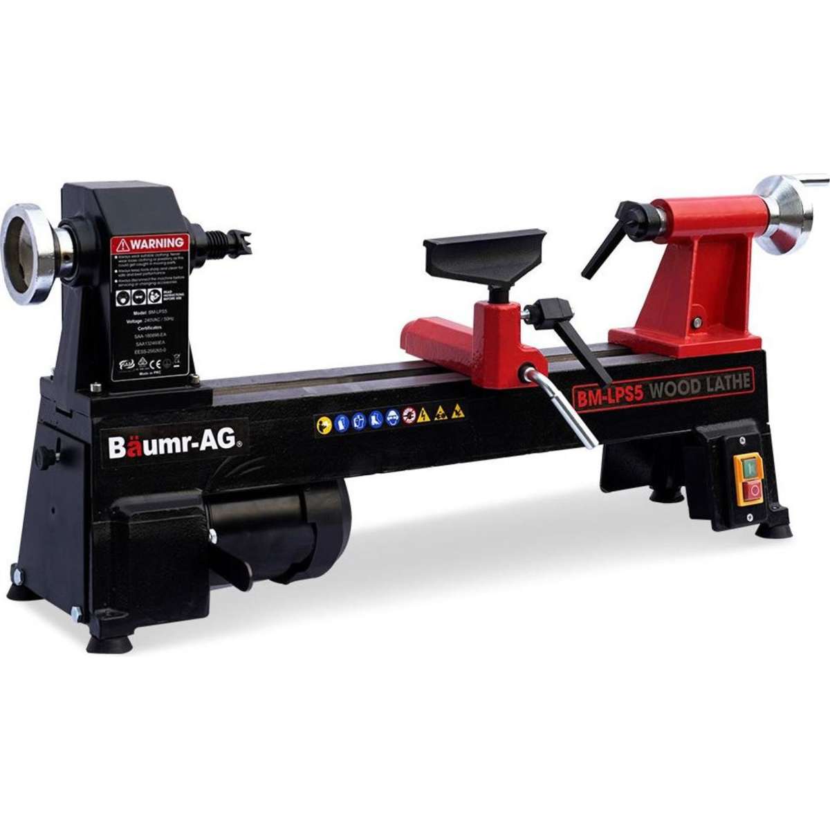 BAUMR-AG 450 x 254mm Heavy Duty Wood Lathe Turning Machine 400W S1 ...