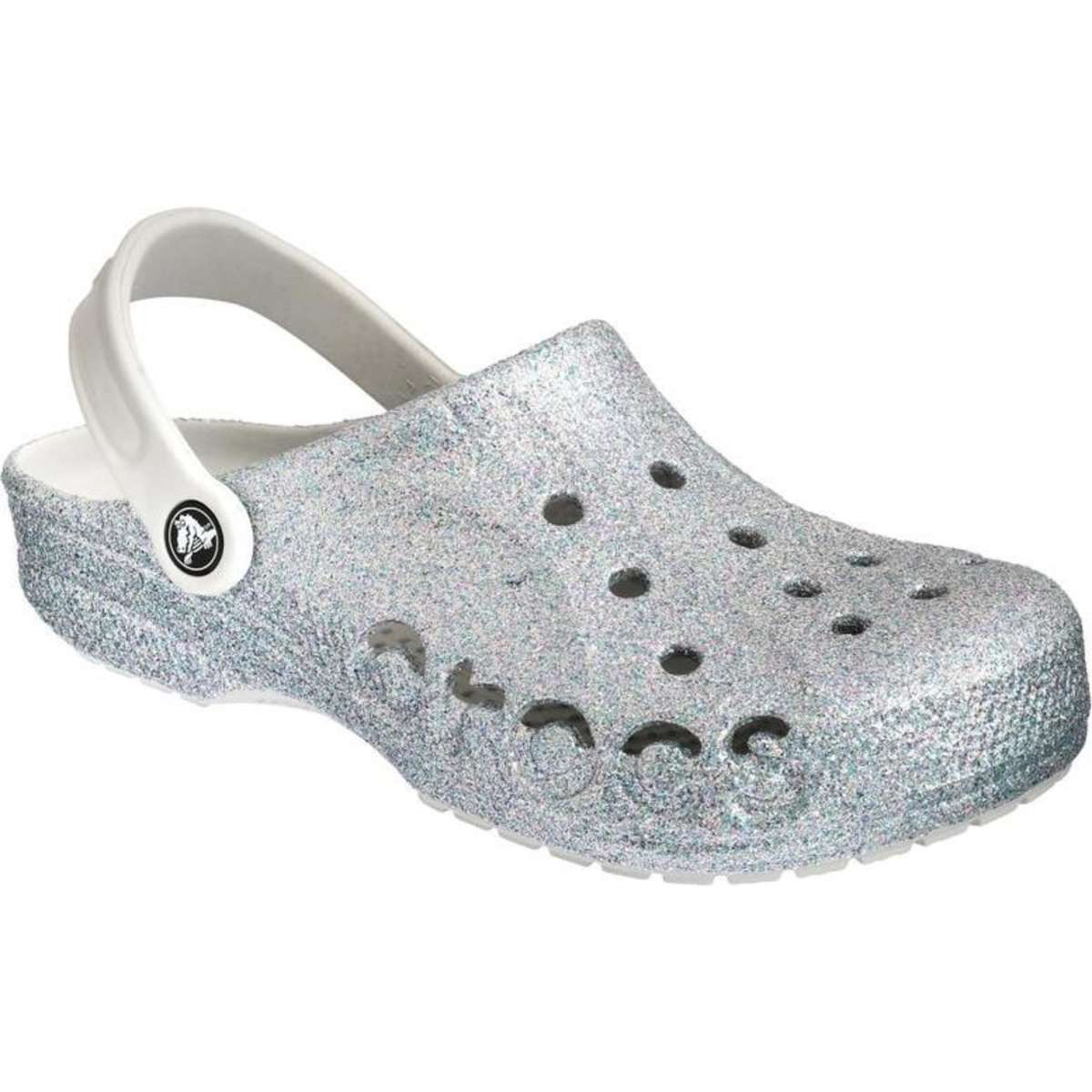 Crocs Unisex Baya Glitter Clogs Silver (US M4/W6) | Woolworths