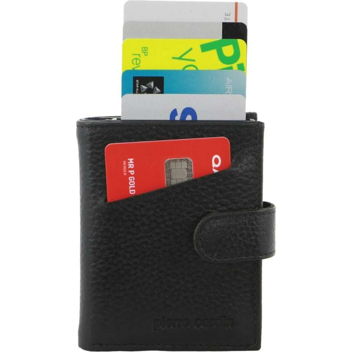 Pierre Cardin Leather Smart Slide Card Holder Tab Wallet RFID Black ...