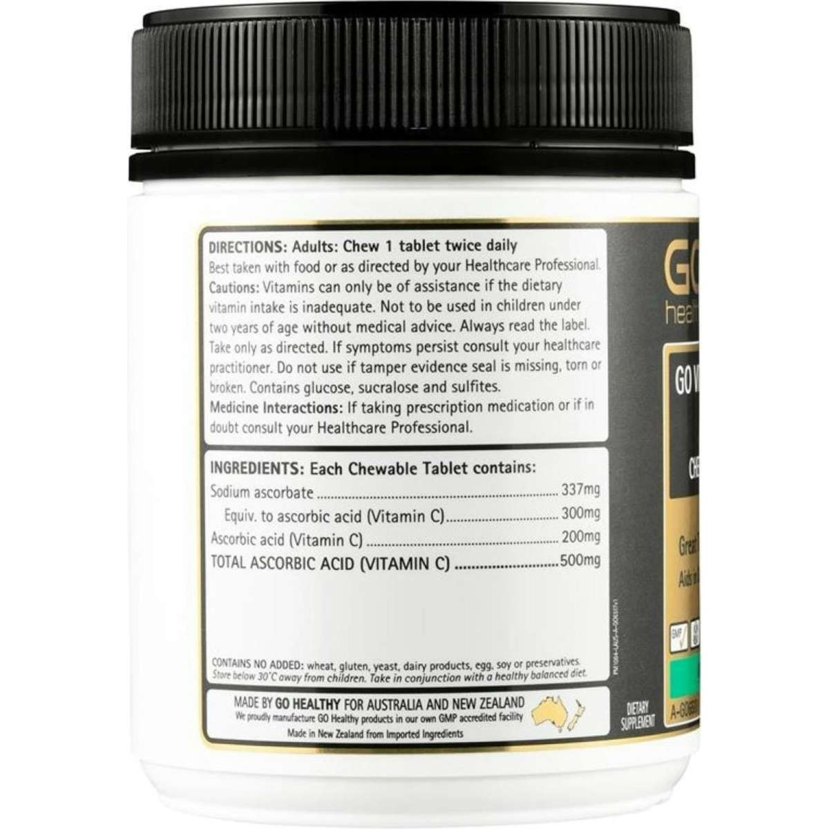 GO Healthy Vitamin C 500mg Orange 200 Chewable Tablets Woolworths