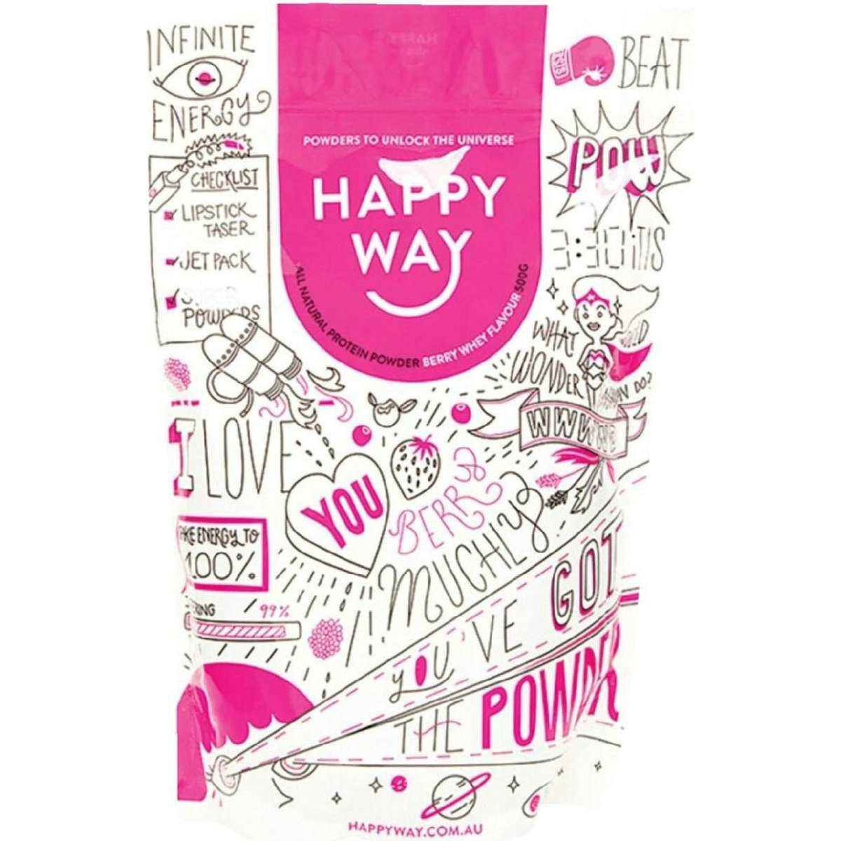Happy Way Whey Protein Powder Berry 500g 500G Woolworths