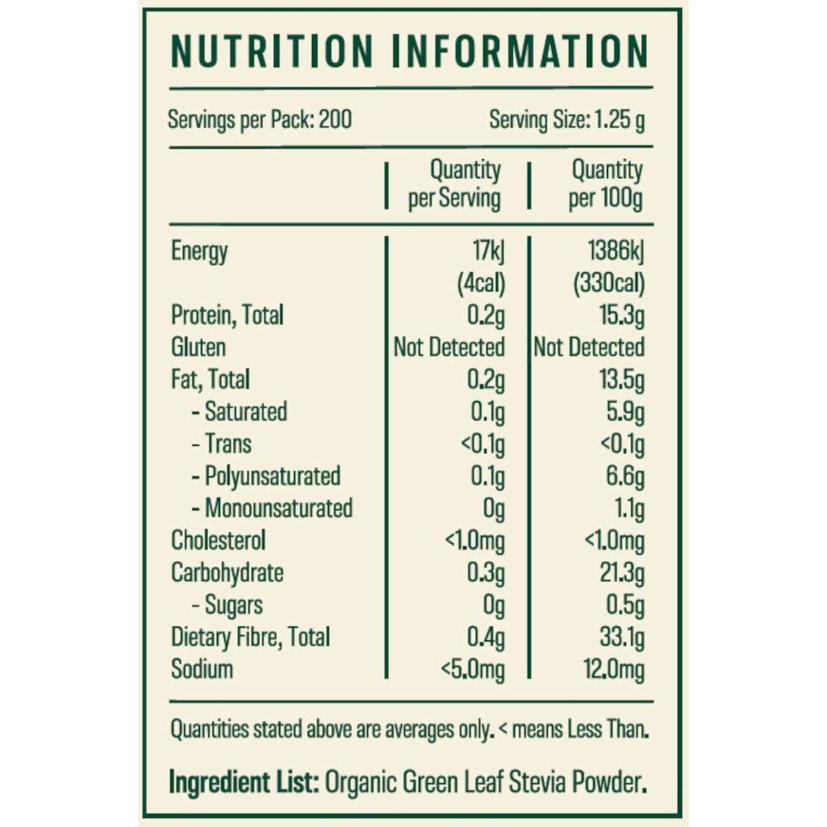 Grass Roots Organic Green Leaf Stevia Powder 250g Woolworths