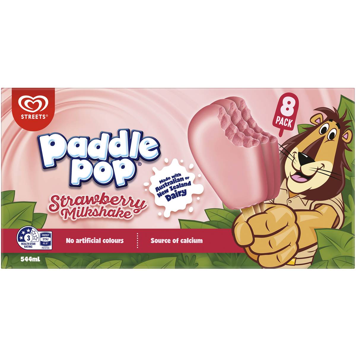 Streets Paddle Pop Strawberry Milkshake 8 Pack Woolworths