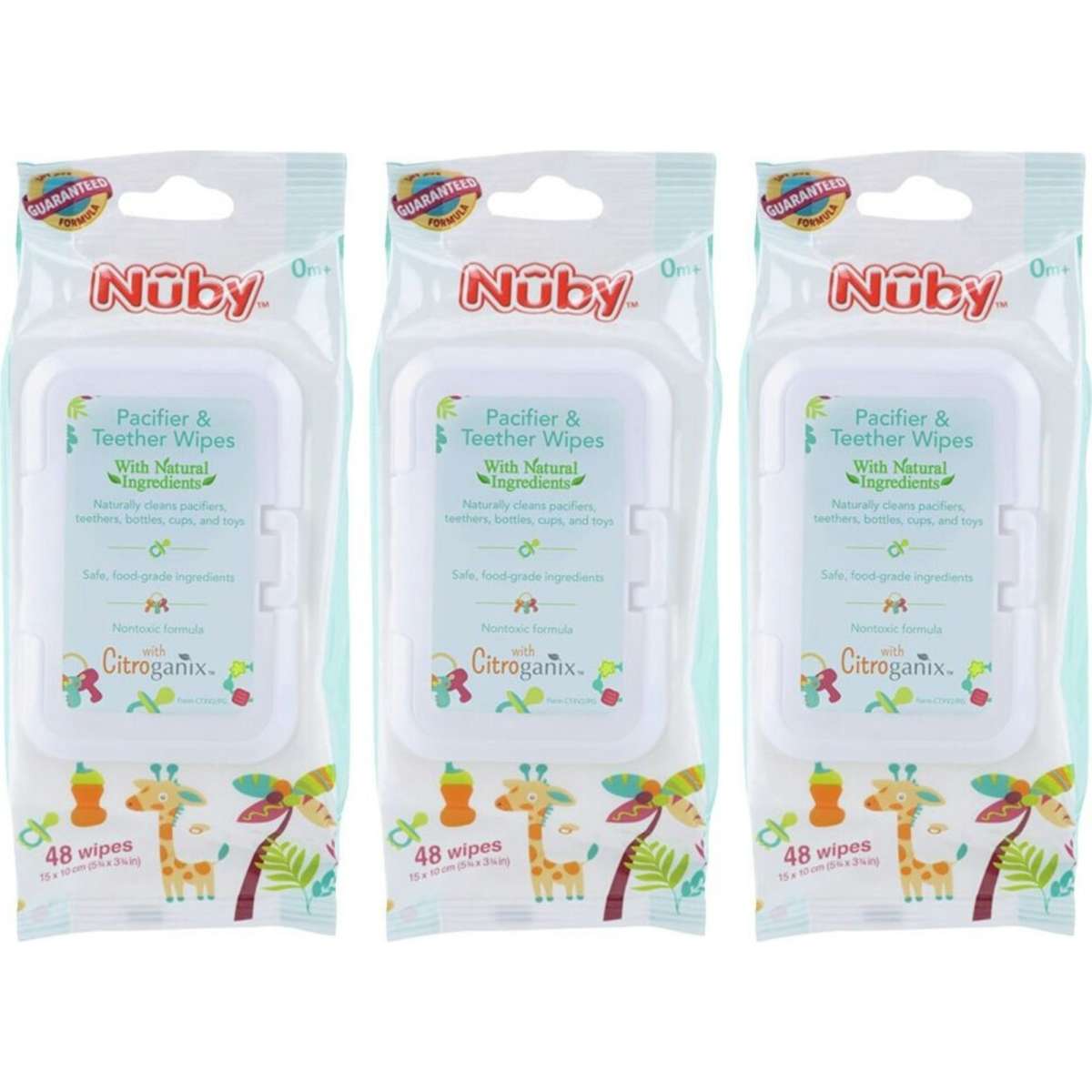 Nuby Citroganix Baby Pacifier and Teether Wipes White 3PK 3EA Woolworths