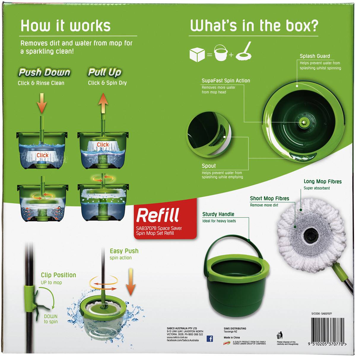 Sabco Complete Clean Spin Mop Set Each Woolworths