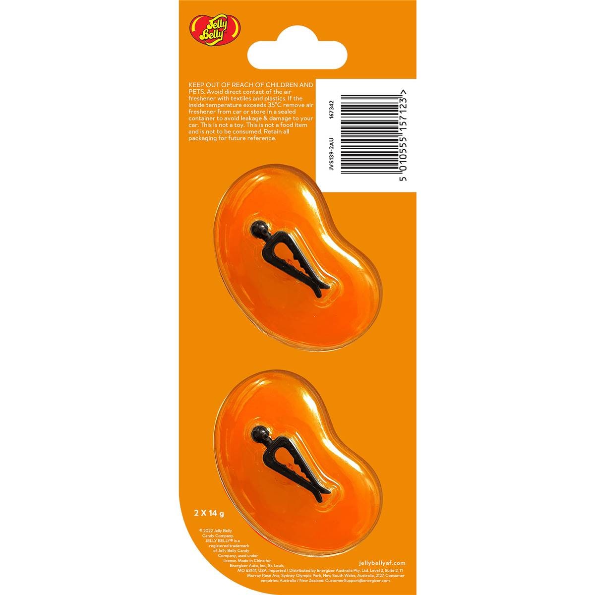 Jelly Belly Duo Mini Car Air Freshener Tangerine Each Woolworths