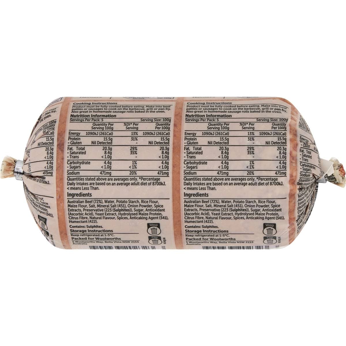 Woolworths Aussie Beef Gluten Free Sausage Mince 500g Woolworths