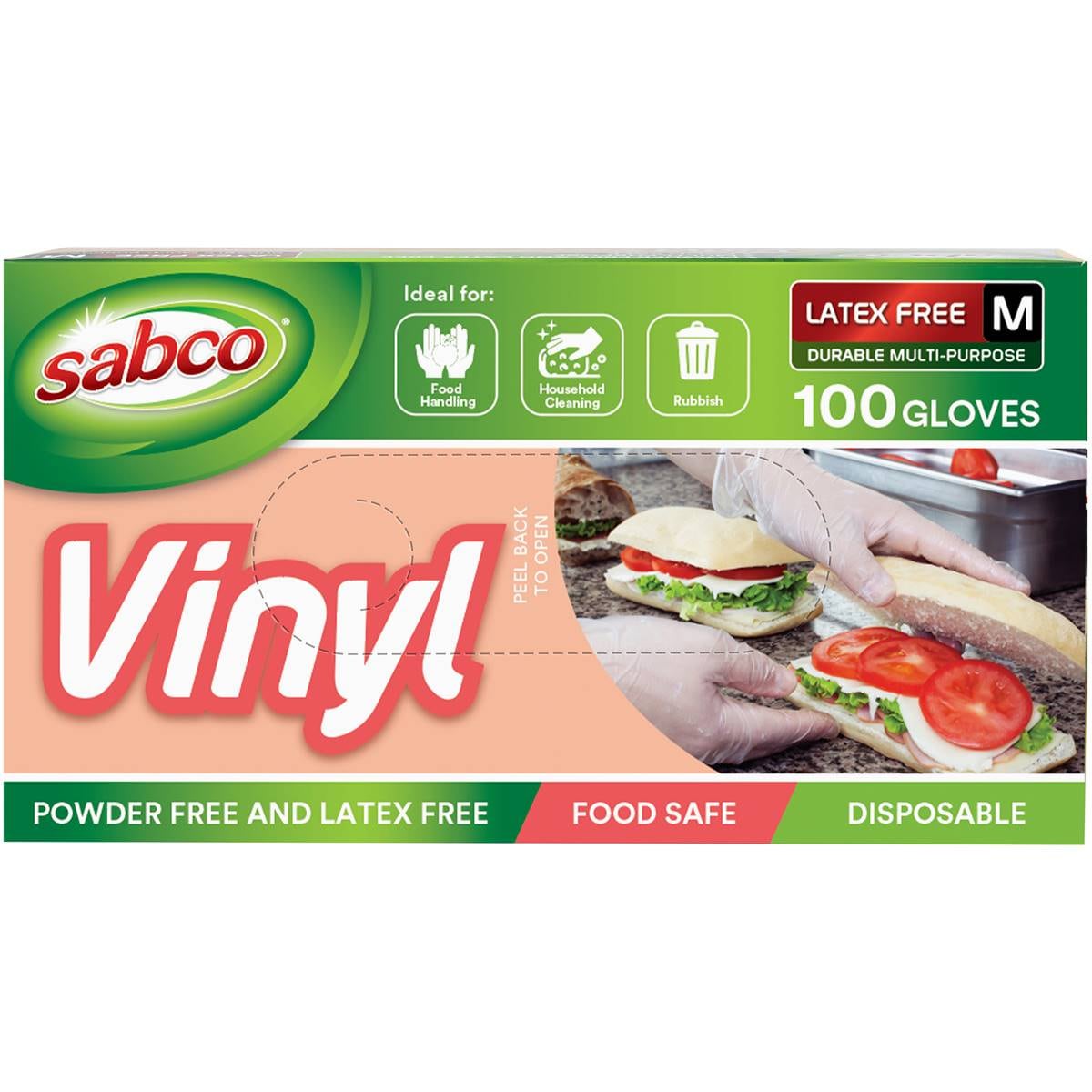 Sabco Vinyl Disposable Gloves Medium 100 Pack Woolworths