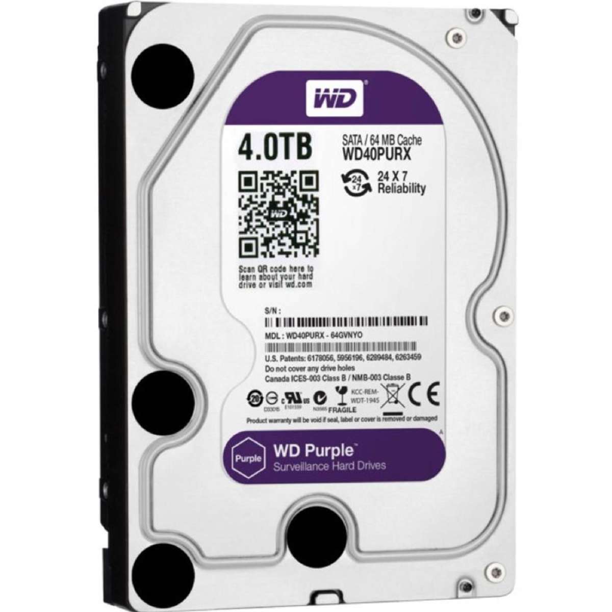 WD40PURX 4TB PURPLE 6052h 良品 WESTERN DIGITAL WD40PURX 3.5