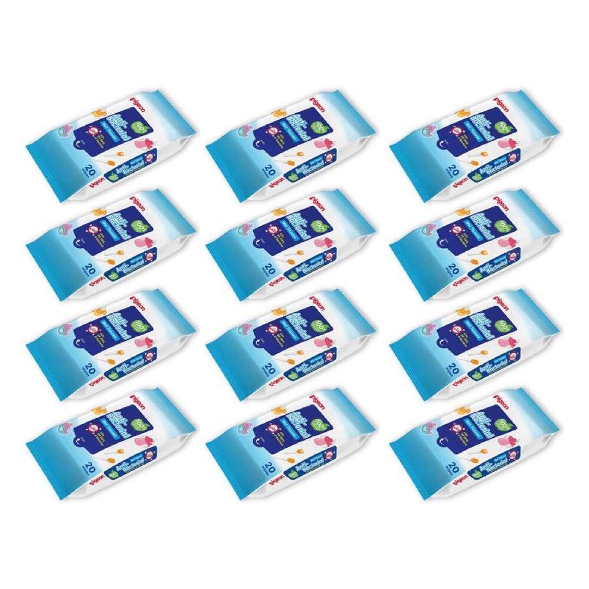 12x 20pc Pigeon Wipes Fragrance Free Cleaning Baby/Toddler Wet Wipe Tissue