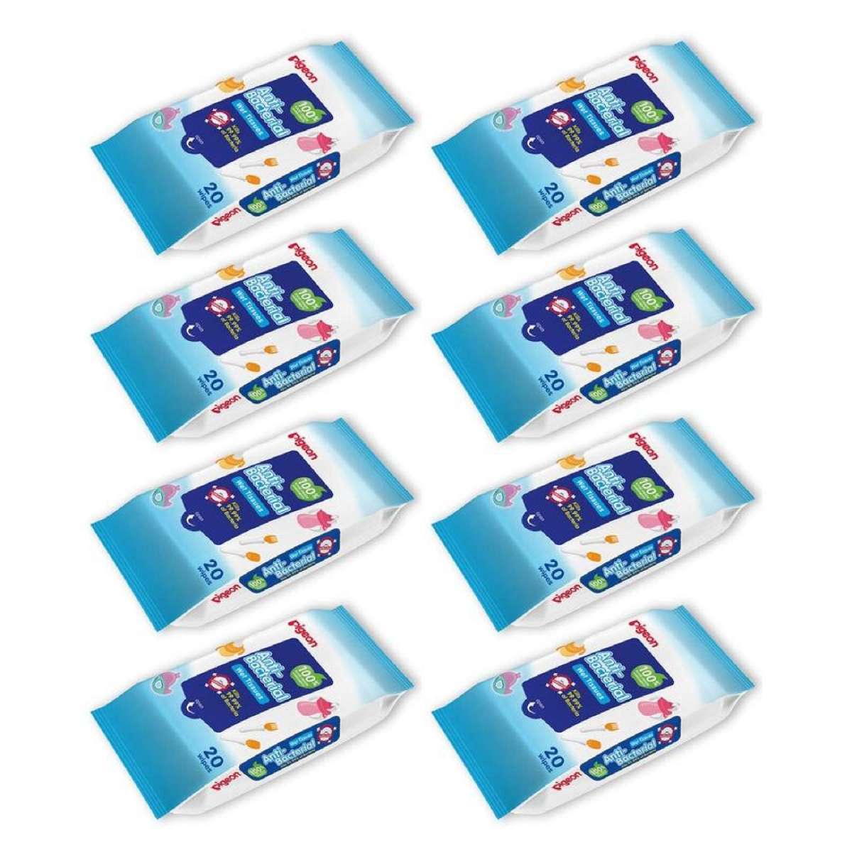 8x 20pc Pigeon Pigeon Wipes Fragrance Free Cleaning Baby/Toddler Wet Wipe Tissue