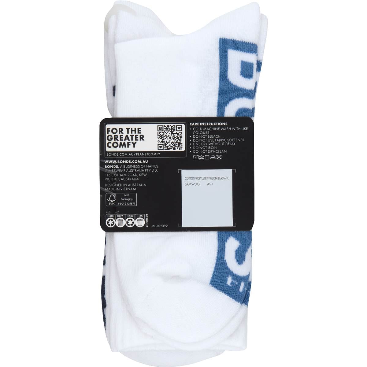 Bonds Mens Cushioned Crew Socks Size 610 3 Pack Woolworths