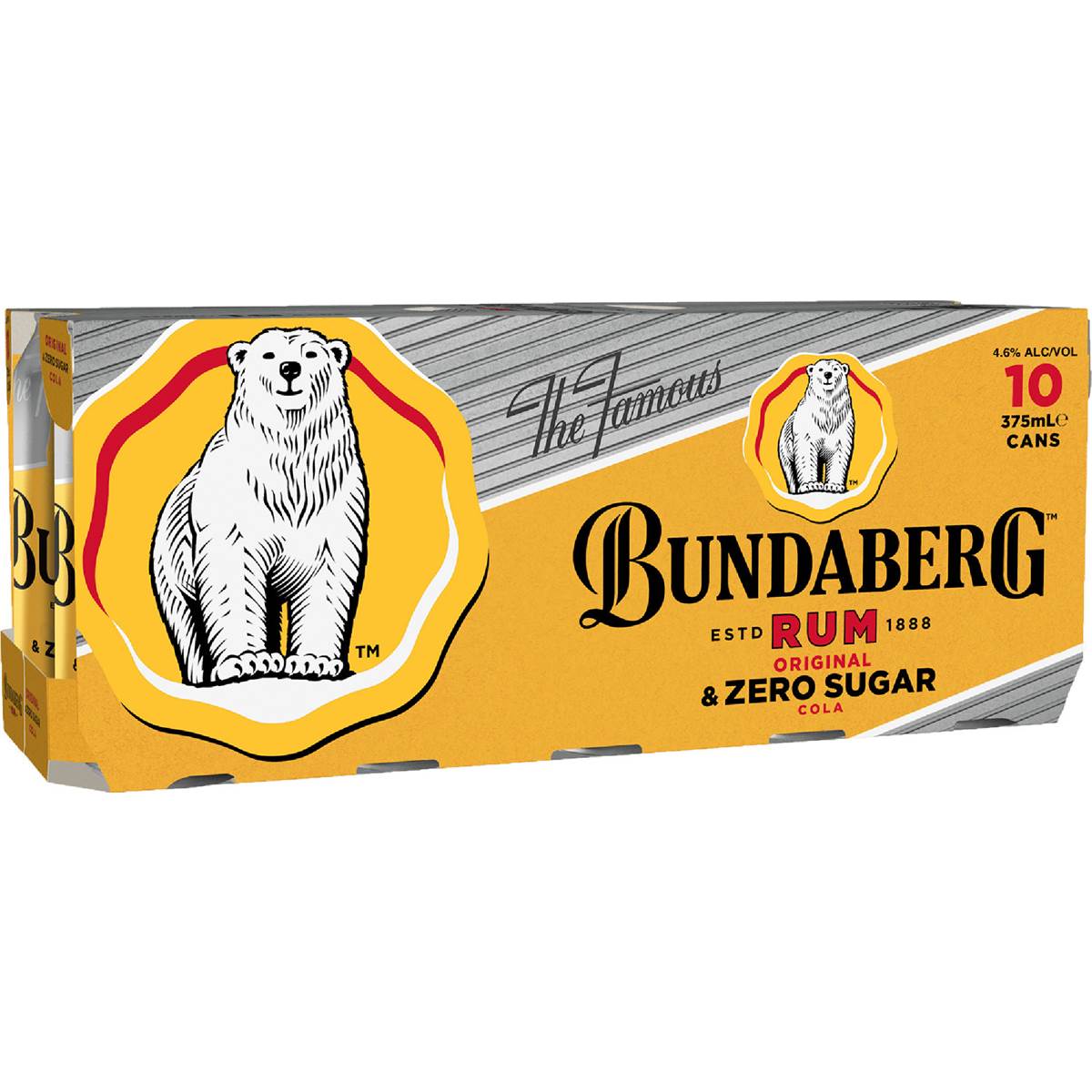 Bundaberg Rum & Zero Sugar Cola Cans 375ml X10 Pack Woolworths