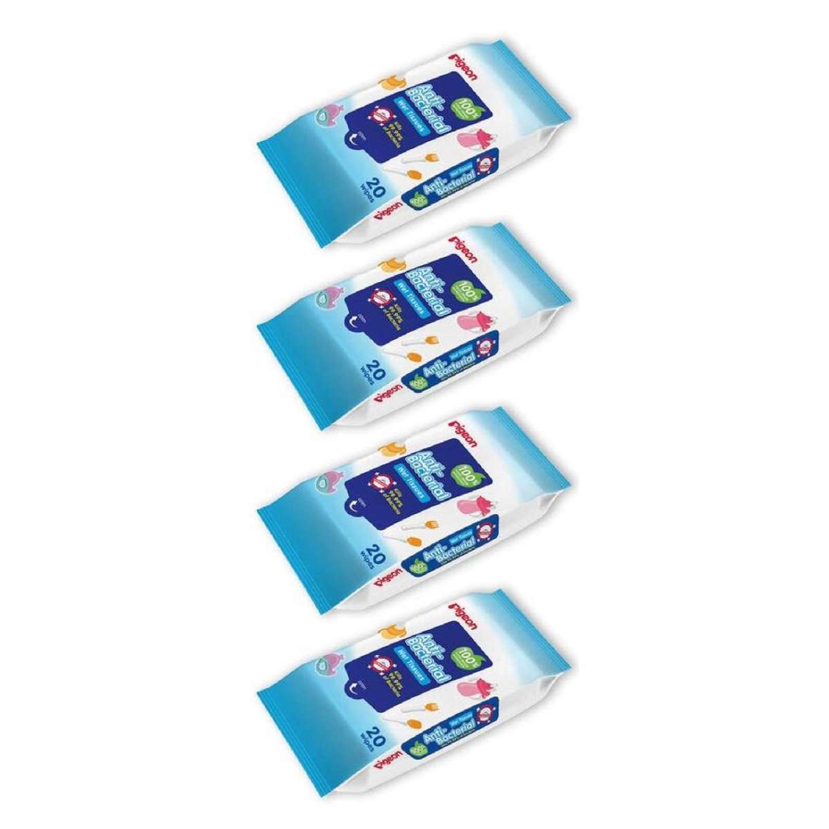 4x 20pc Pigeon Wipes Fragrance Free Cleaning Baby/Toddler Wet Wipe Tissue