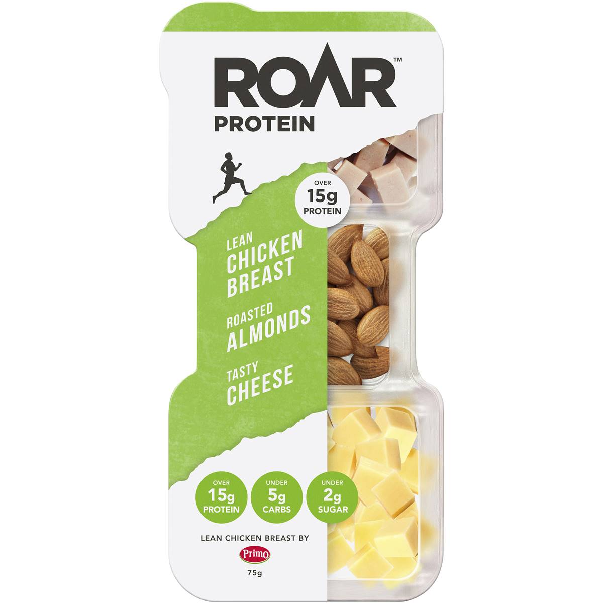 Roar Protein Lean Chicken Breast, Roasted Almonds & Cheese 75g Woolworths