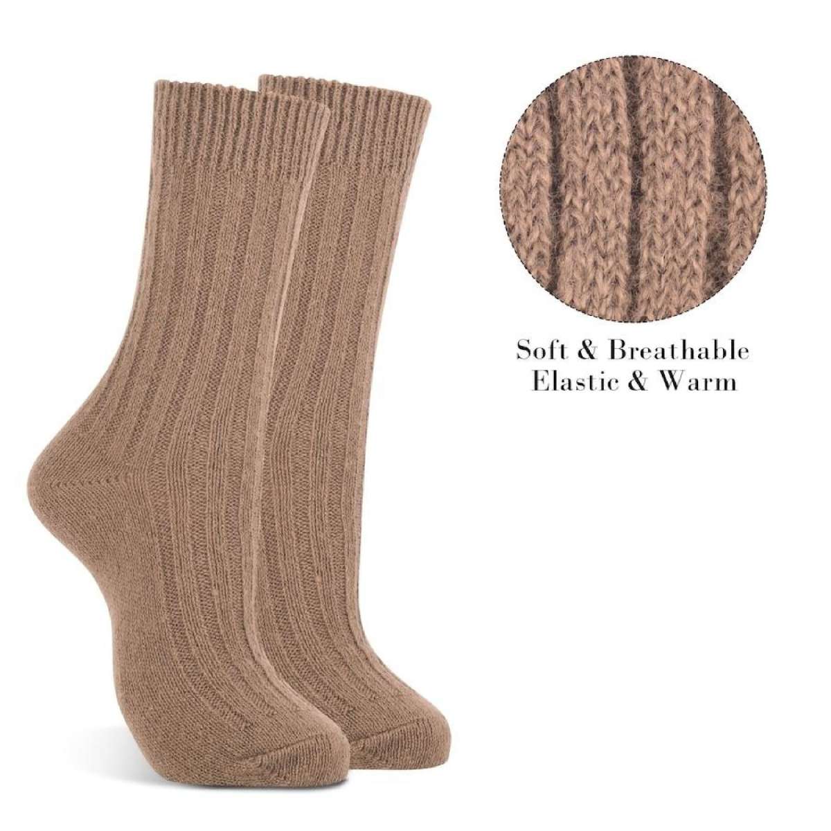 6 Pairs Women's Wool Blend Thermal Socks – Winter Warm Mid Calf, Size 6-11, Multicolored