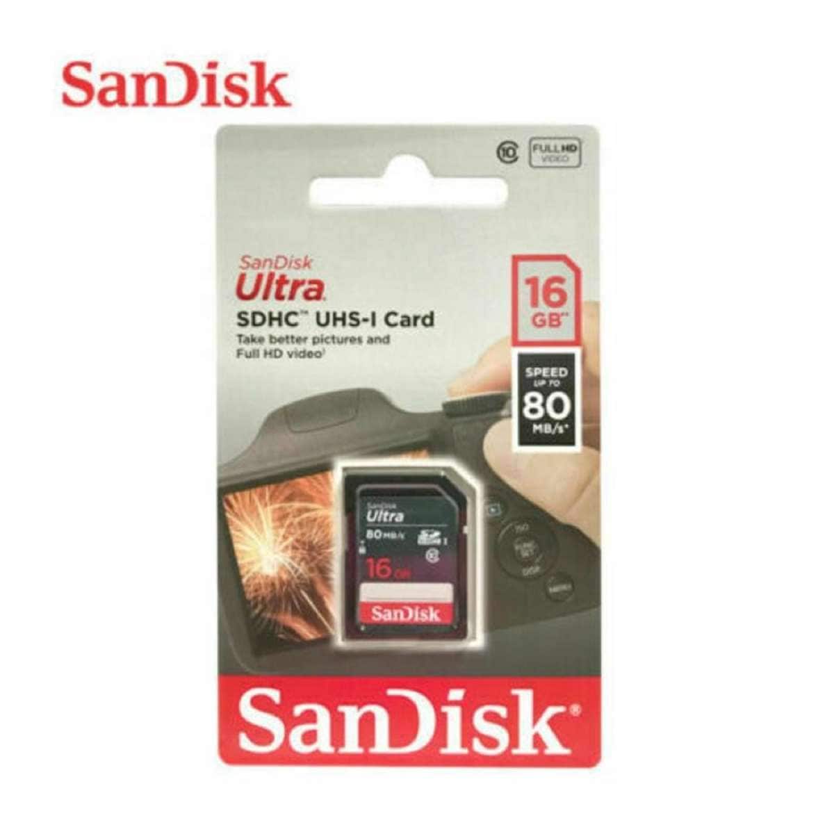 SanDisk 16GB SD Card SDHC Ultra Class 10 DSLR Video Camera Memory