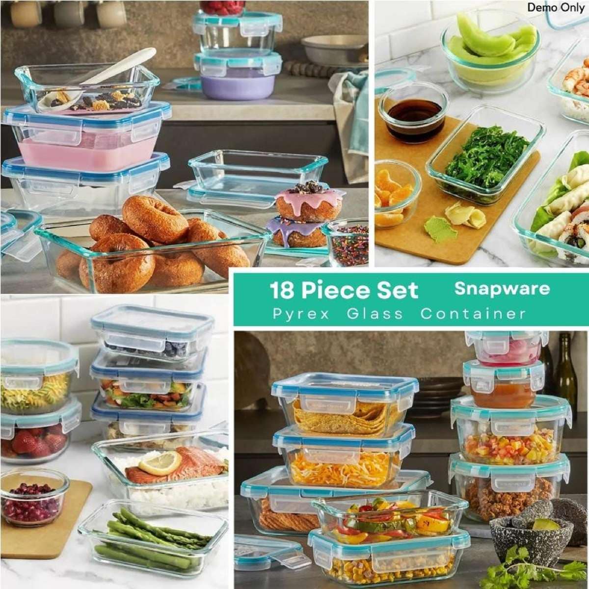 Snapware Pyrex Glass Food Storage Containers BPA Free Locking Lids