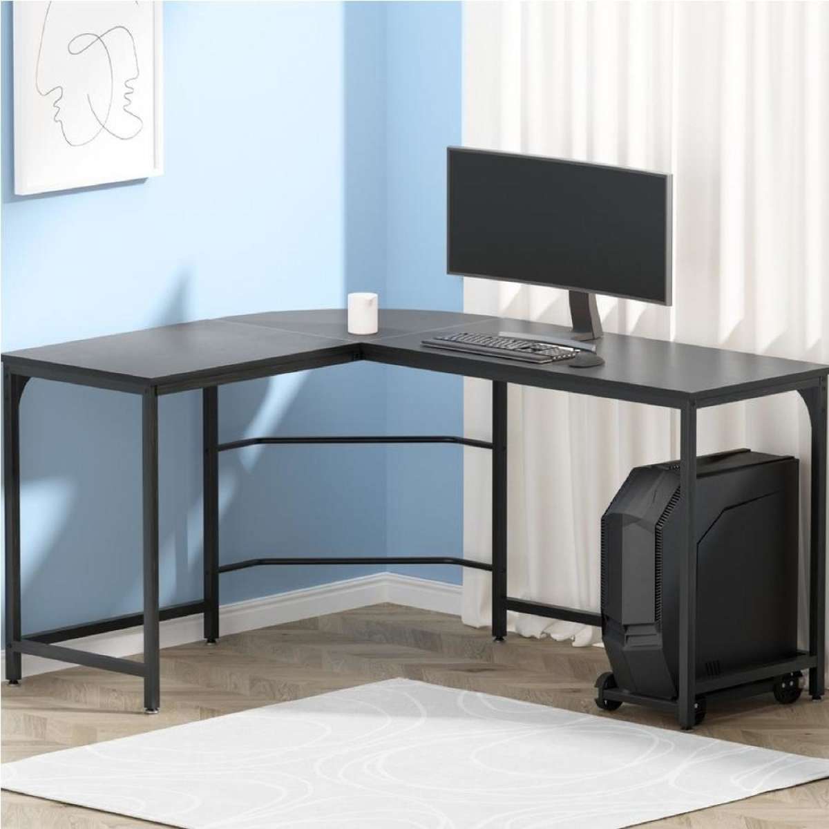 Artiss L-Shaped Computer Desk with CPU Stand