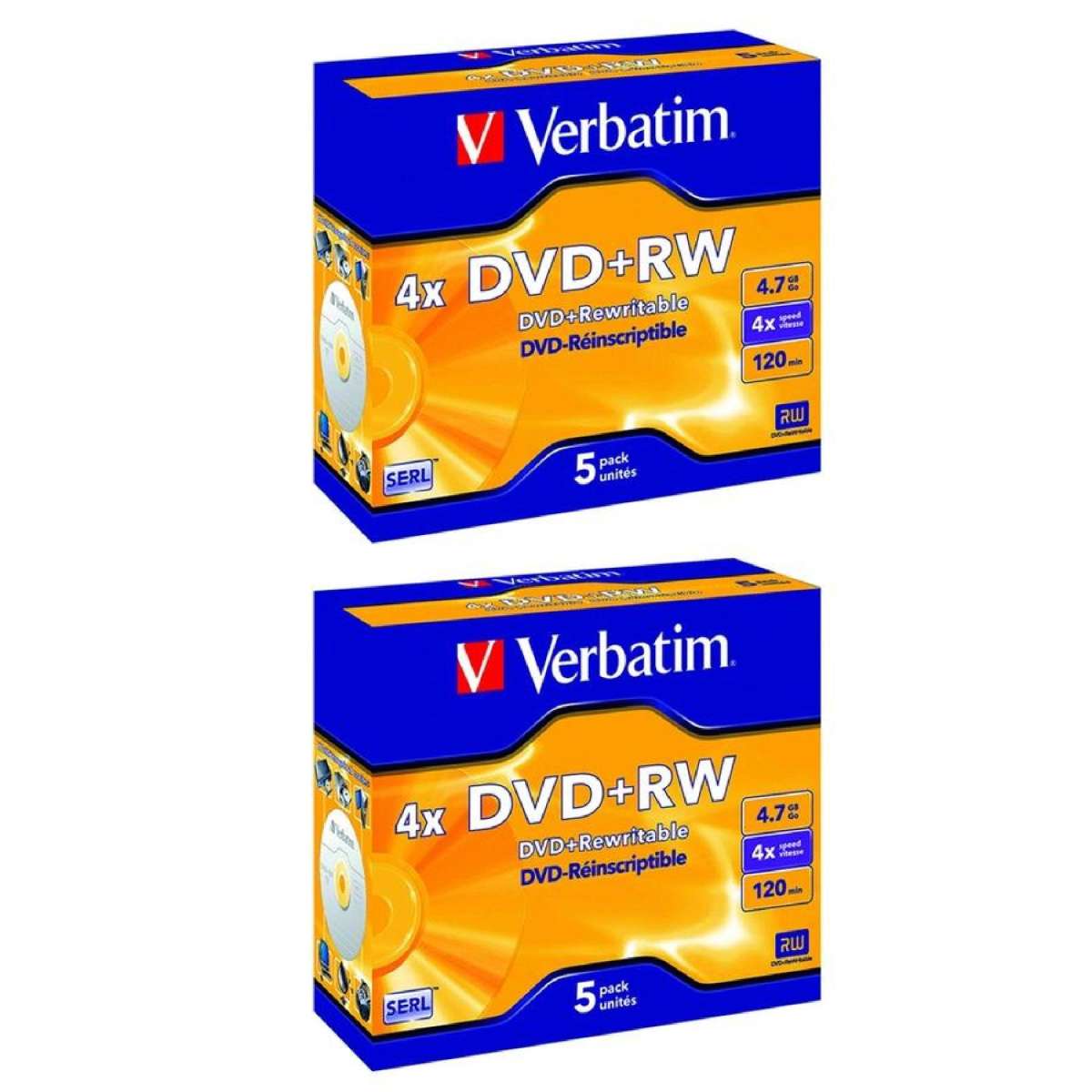 10pc Verbatim DVD+RW 4.7GB 4x Rewritable Blank Discs Media Storage
