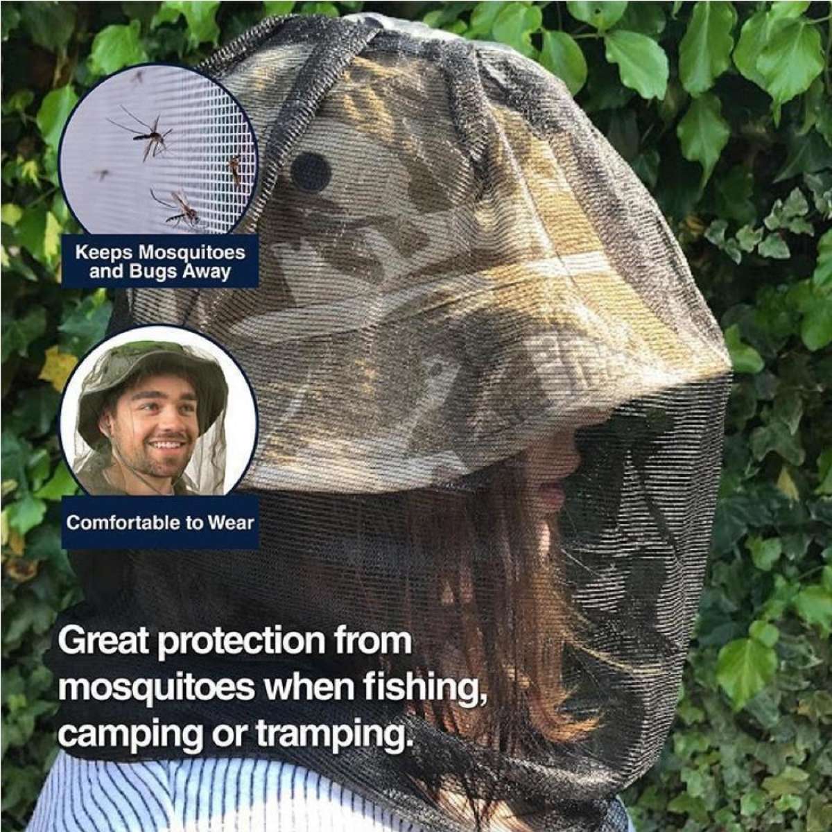 Mosquito Fly Head Net Outdoor Fishing Insect Mesh Hat Mozzie