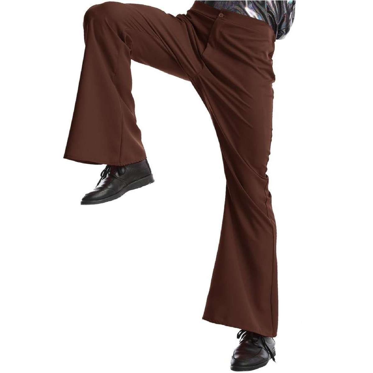 Mens 70s Deluxe Retro Disco Flare Trousers Pants Costume Dancer