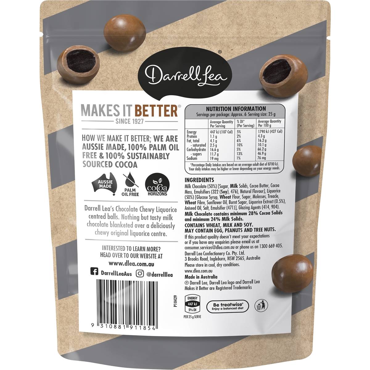 Darrell Lea Chocolate Liquorice Balls 160g Woolworths