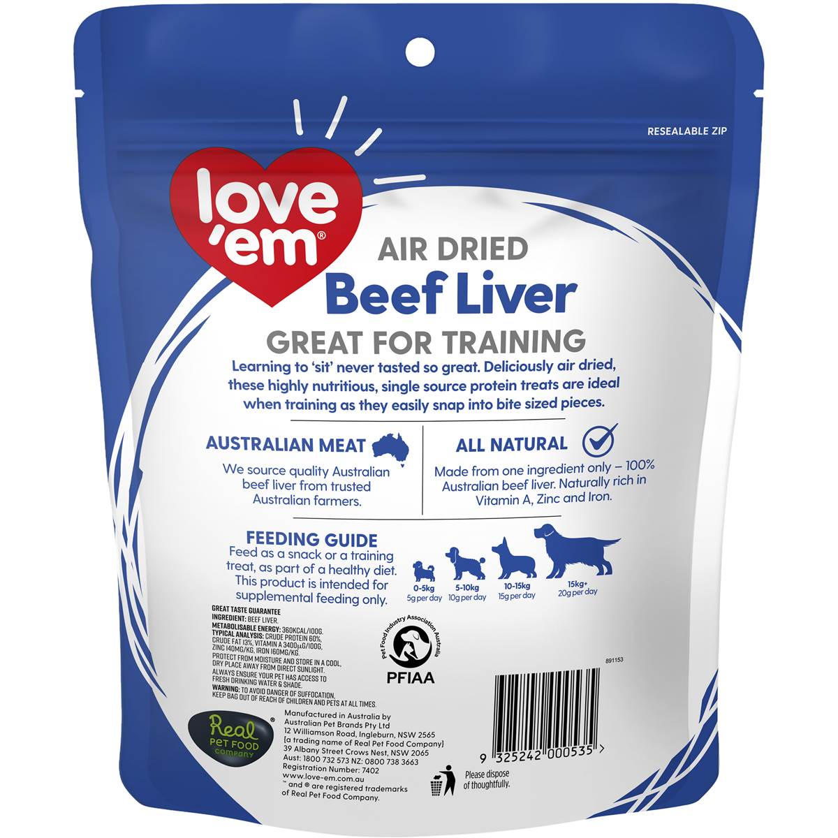 Love 'em Dog Treats Beef Liver 200g Woolworths