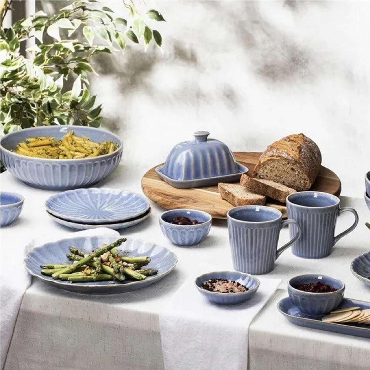 4pc Ladelle Marguerite Stoneware Side Plate 19.8x19.8x2.7cm Powder