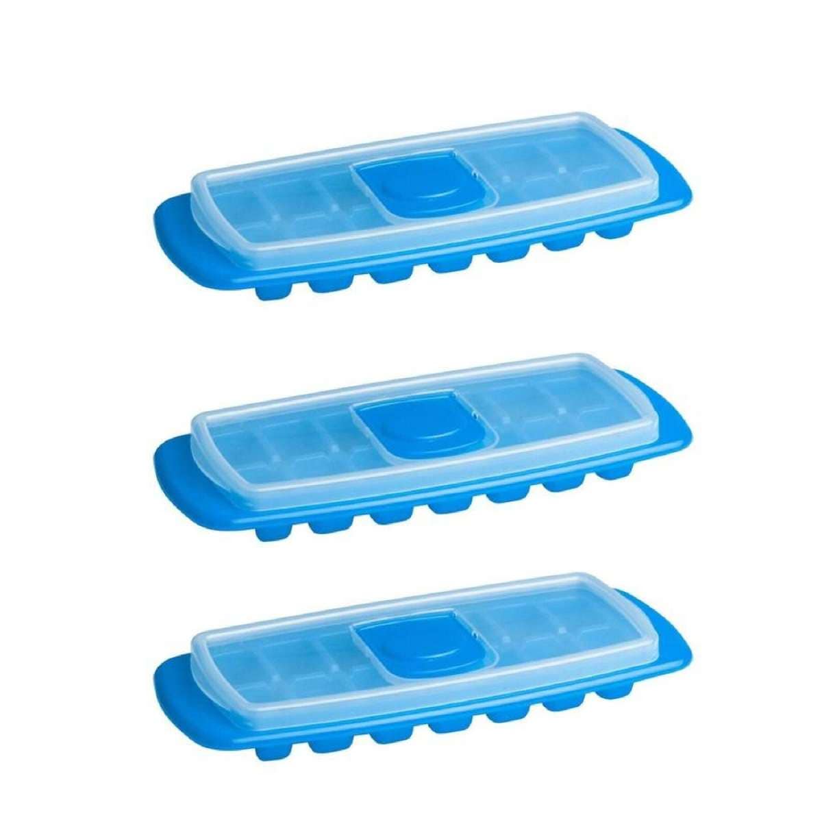 3x Cuisena 30cm Stackable Ice Cube Tray Maker Freezer Mould w/ Lid