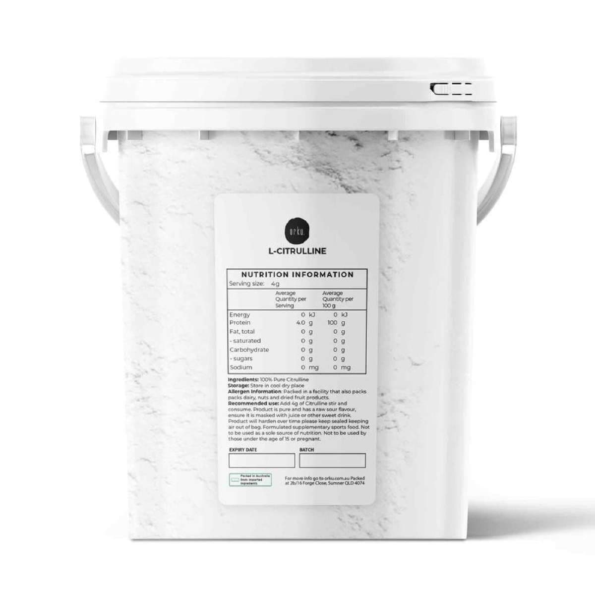 L-Citrulline Powder Tub - Pure Unflavoured Food Grade Amino Acid