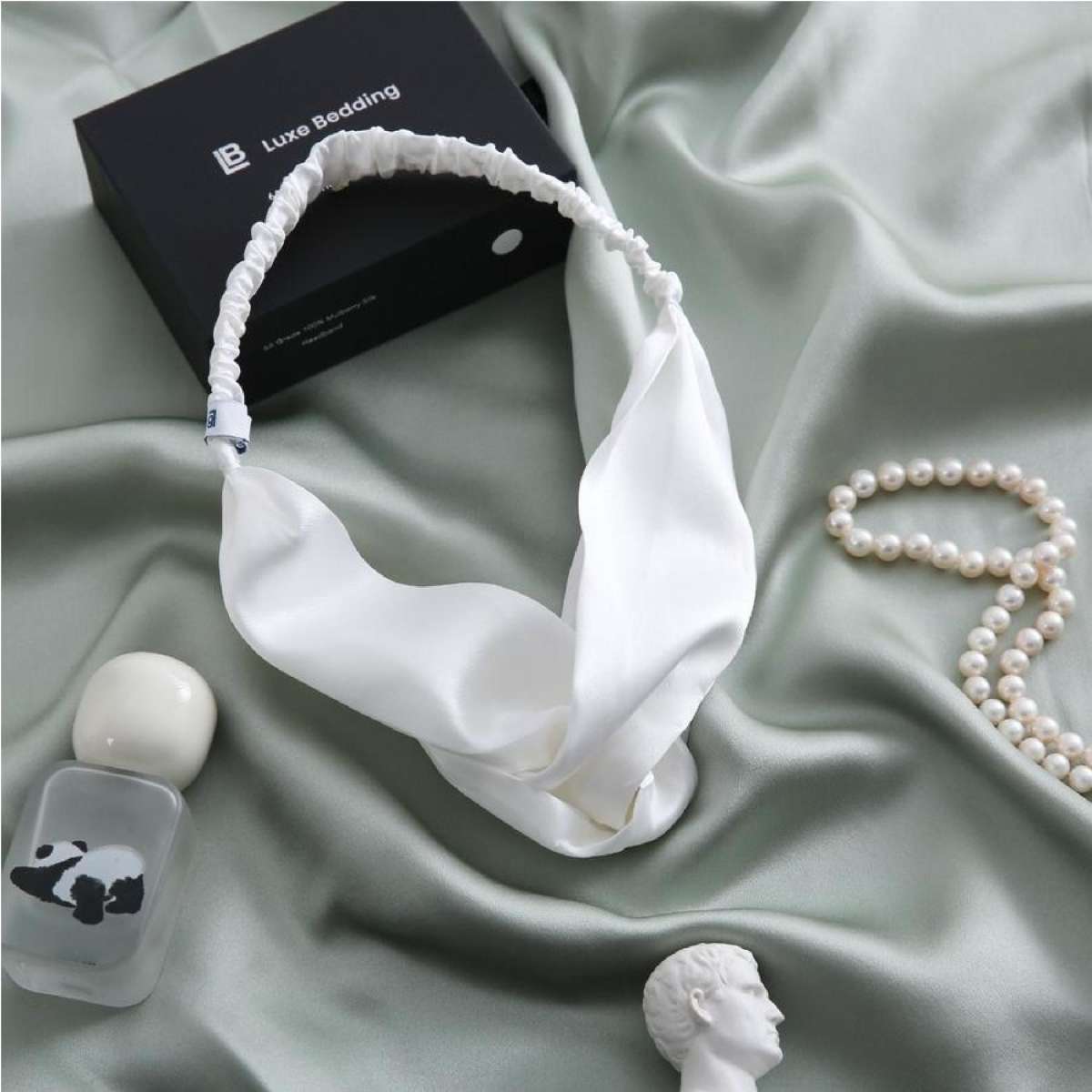 Luxe Bedding 6A Grade 100% Mulberry Silk Headband White