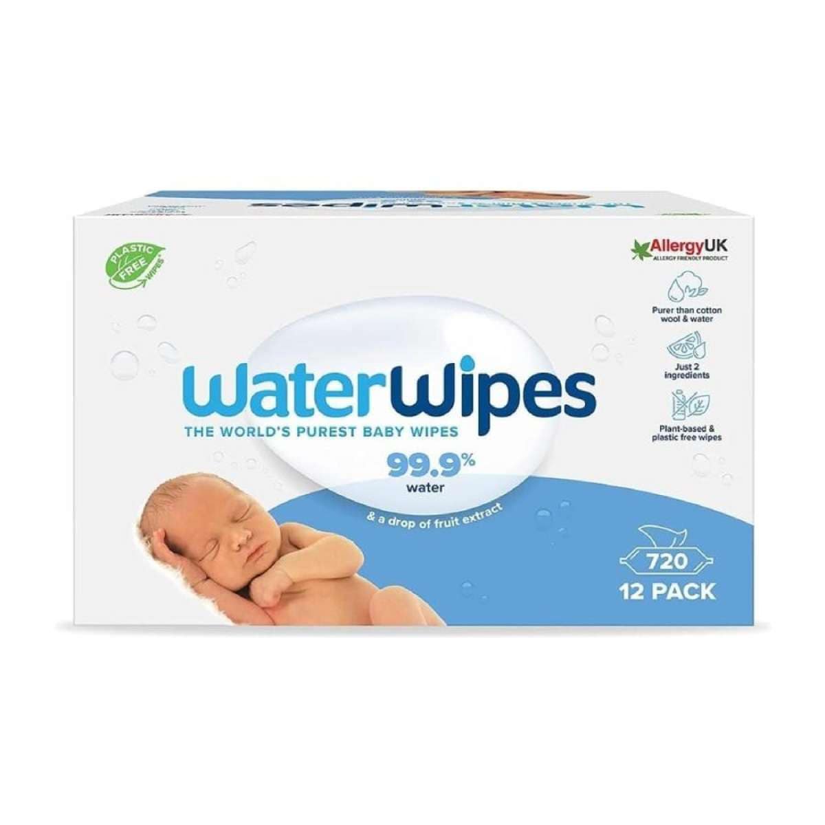 WaterWipes Biodegradable Baby Wipes 720 Wipes Total 12 packs x 60 wipes