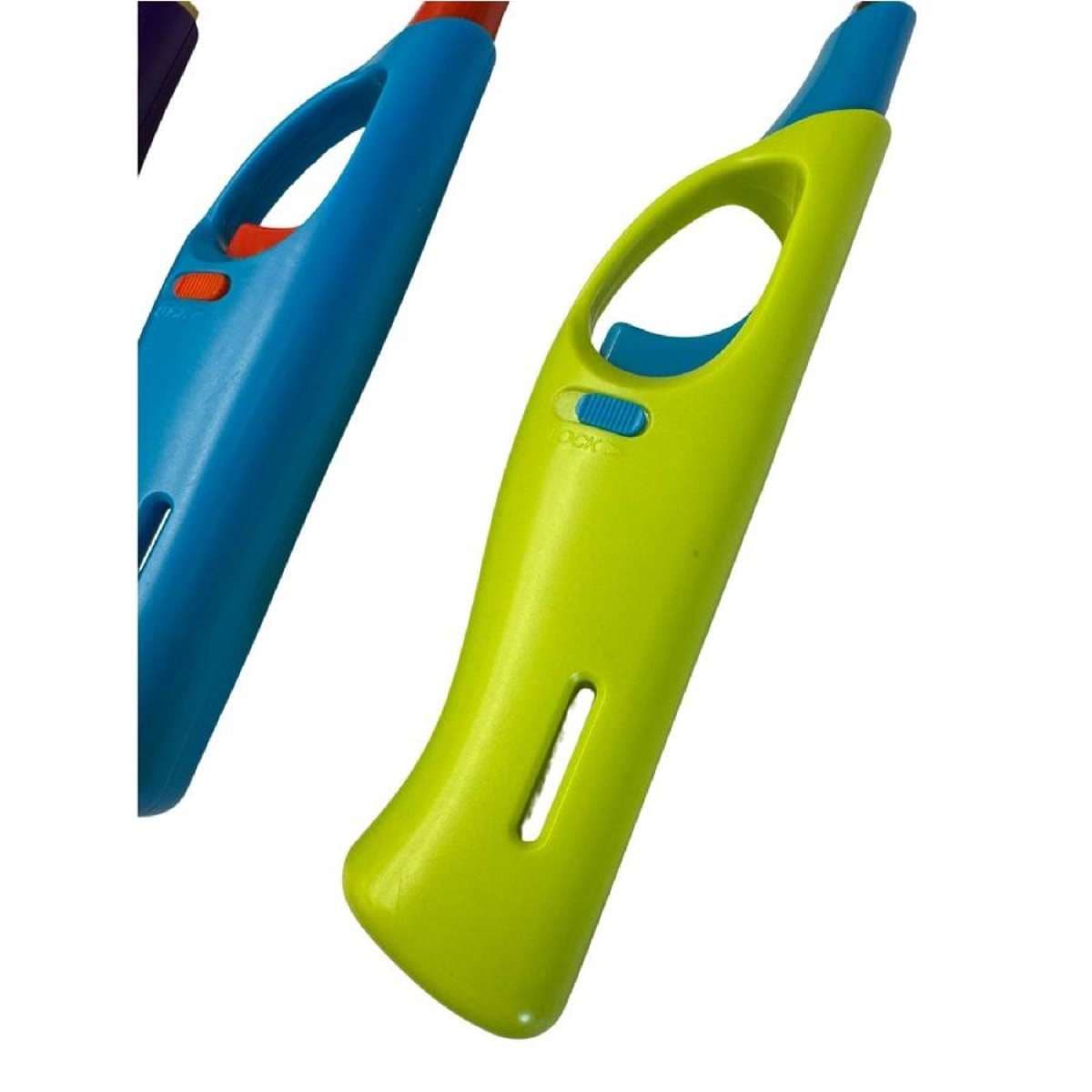 1x Long Gas Lighter for BBQ Kitchen Cigarette w/ Safety Lock - Assorted  Colours