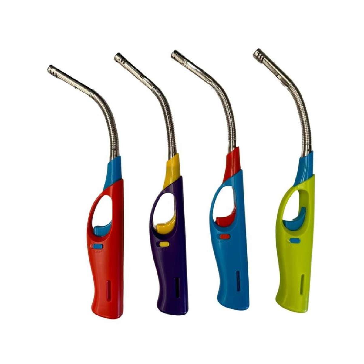1x Clear Flexible Gas Lighter for BBQ Kitchen Cigarette w/ Safety Lock -  Assorted Colours