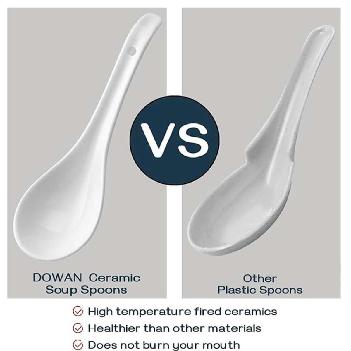 50pcs Asian Chinese Won Ton Soup Spoon Ceramic Ramen Spoons Asian Soup Spoons Rice Noodle Spoons - View #12