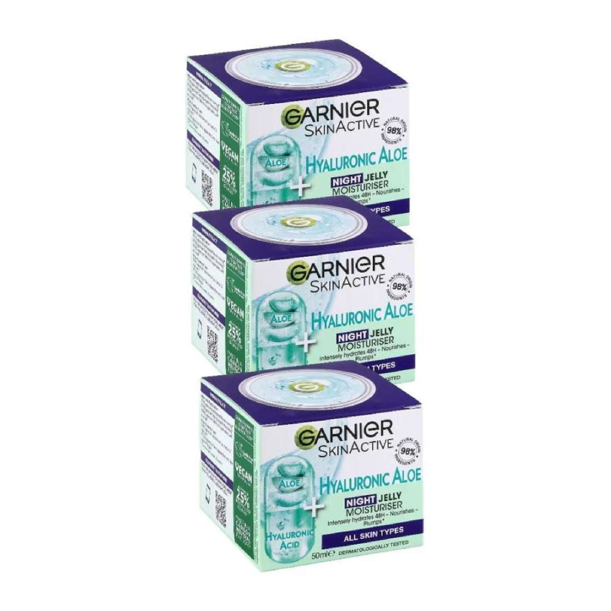 3x Garnier Skin Active Hyaluronic Aloe Hydrating Night Jelly Moisturiser  50ml | Woolworths
