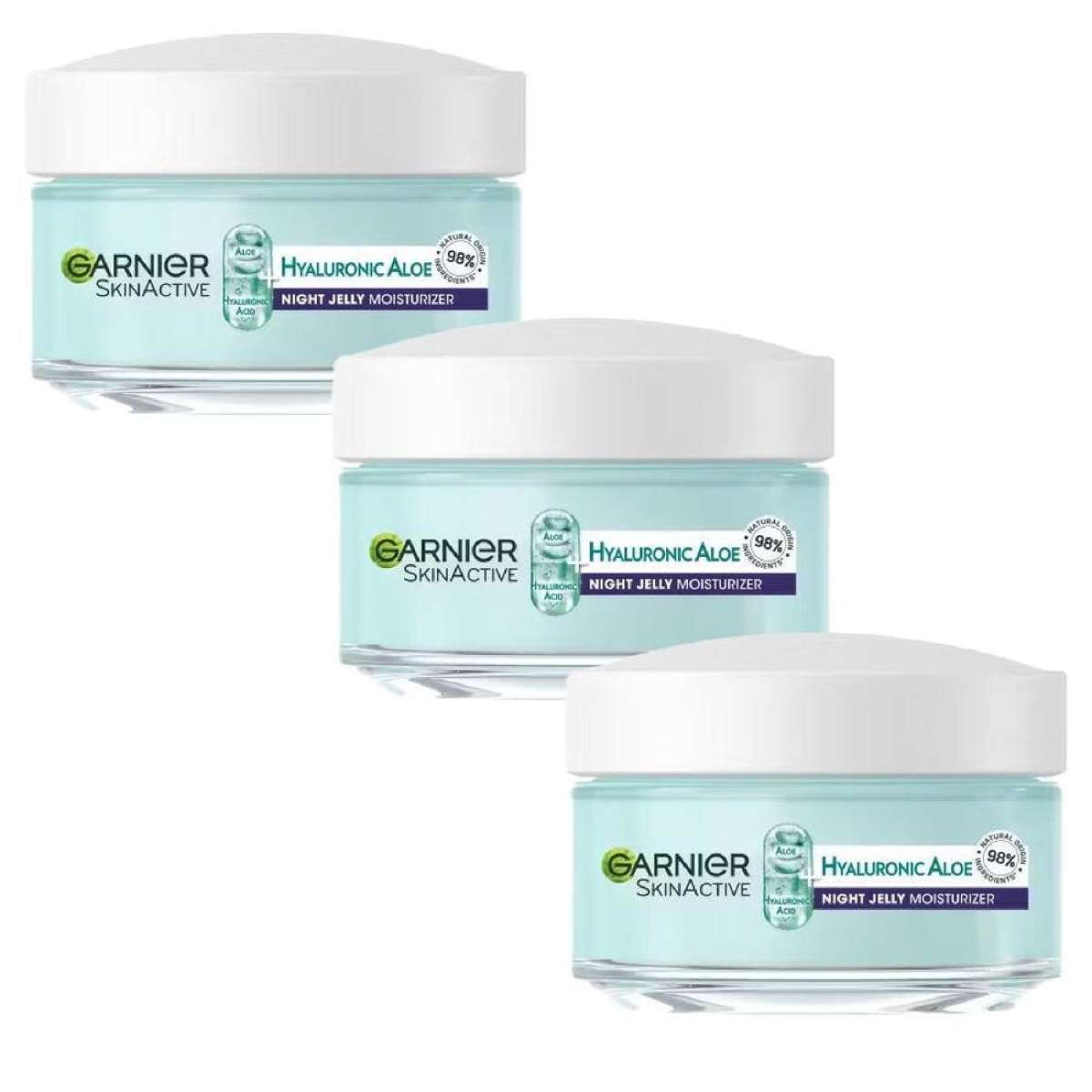 3x Garnier Skin Active Hyaluronic Aloe Hydrating Night Jelly Moisturiser  50ml | Woolworths