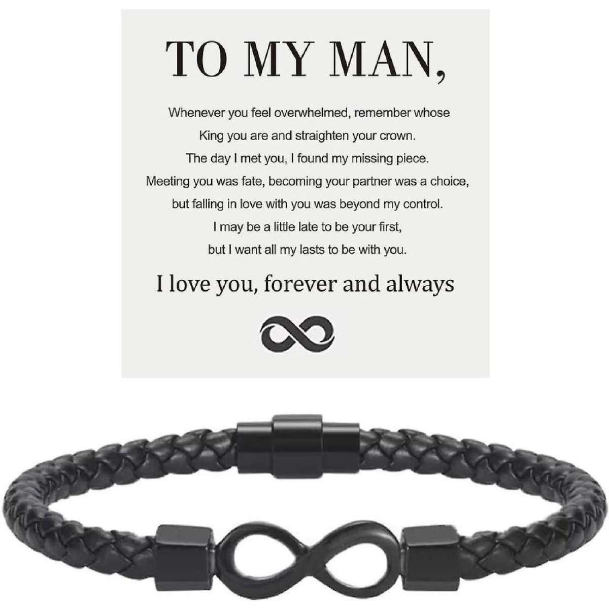 Fuqimanman2020 Infinity Love Leather Wrap Bracelet - Stackable Couple Friendship Bracelet With Crystal - View #4