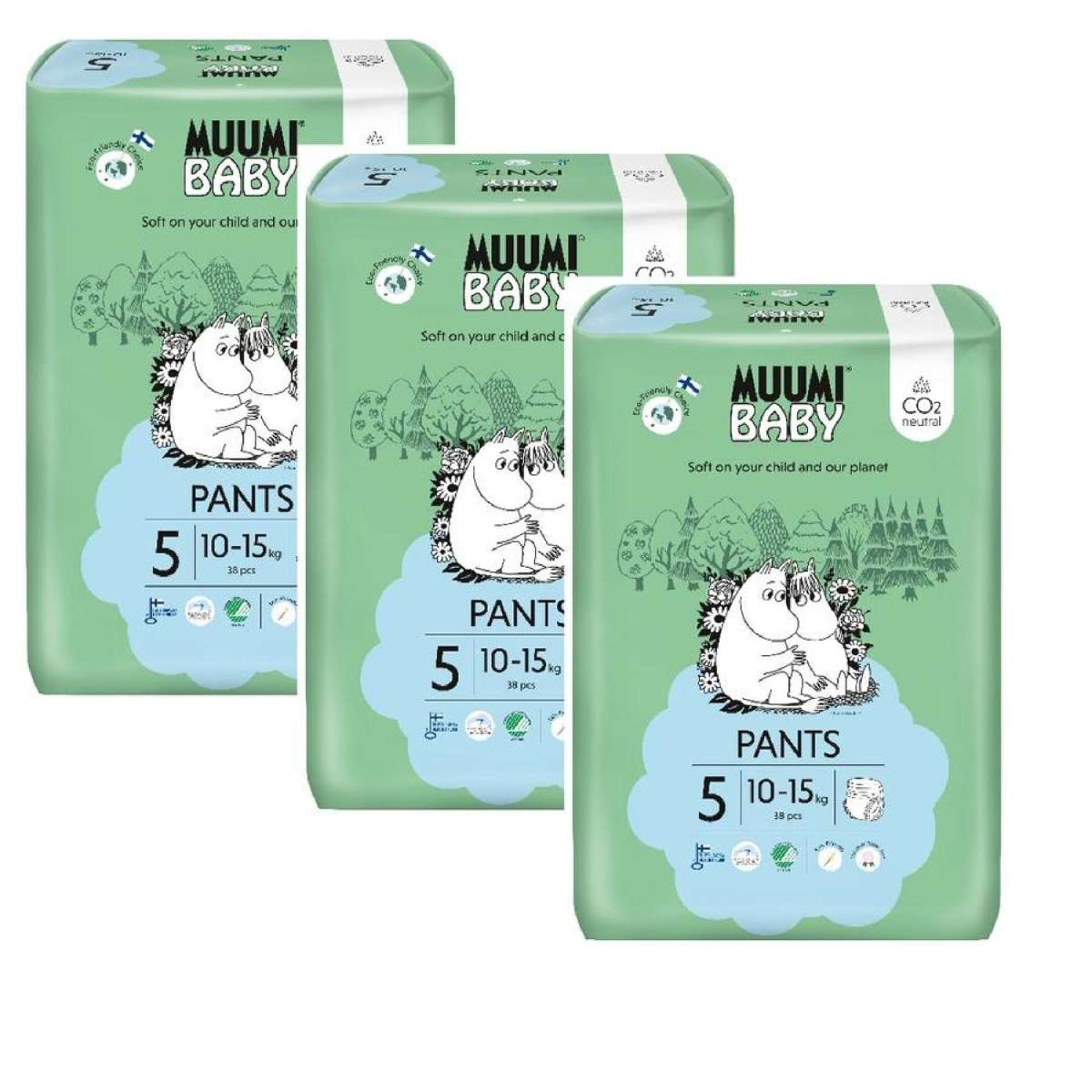 Muumi Nappy Pants Size 5 Maxi Plus 10-15kg (3x38) Carton of 114