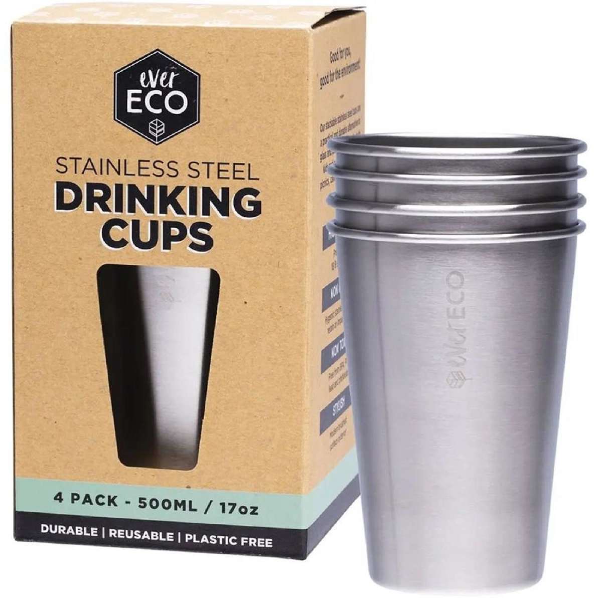 EVER ECO Stainless Steel Drinking Cups 4 Pack 4x