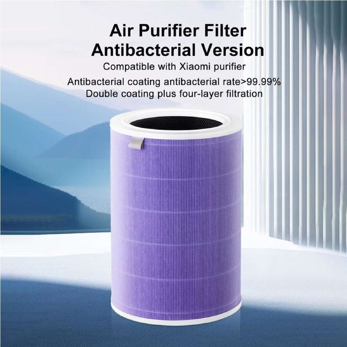 Filtro HEPA Antibatterico Per Xiaomi Mi Air Purifier 2C/2H/3/3C/3H Pro - Doppio Nucleo Viola
