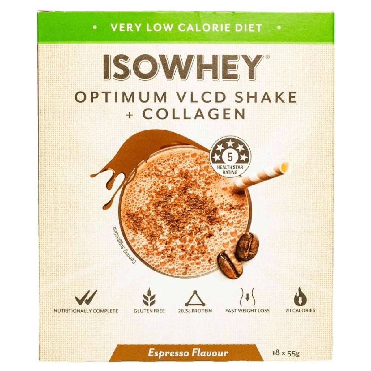 Optimum VLCD + Collagen Shake Espresso 18 x