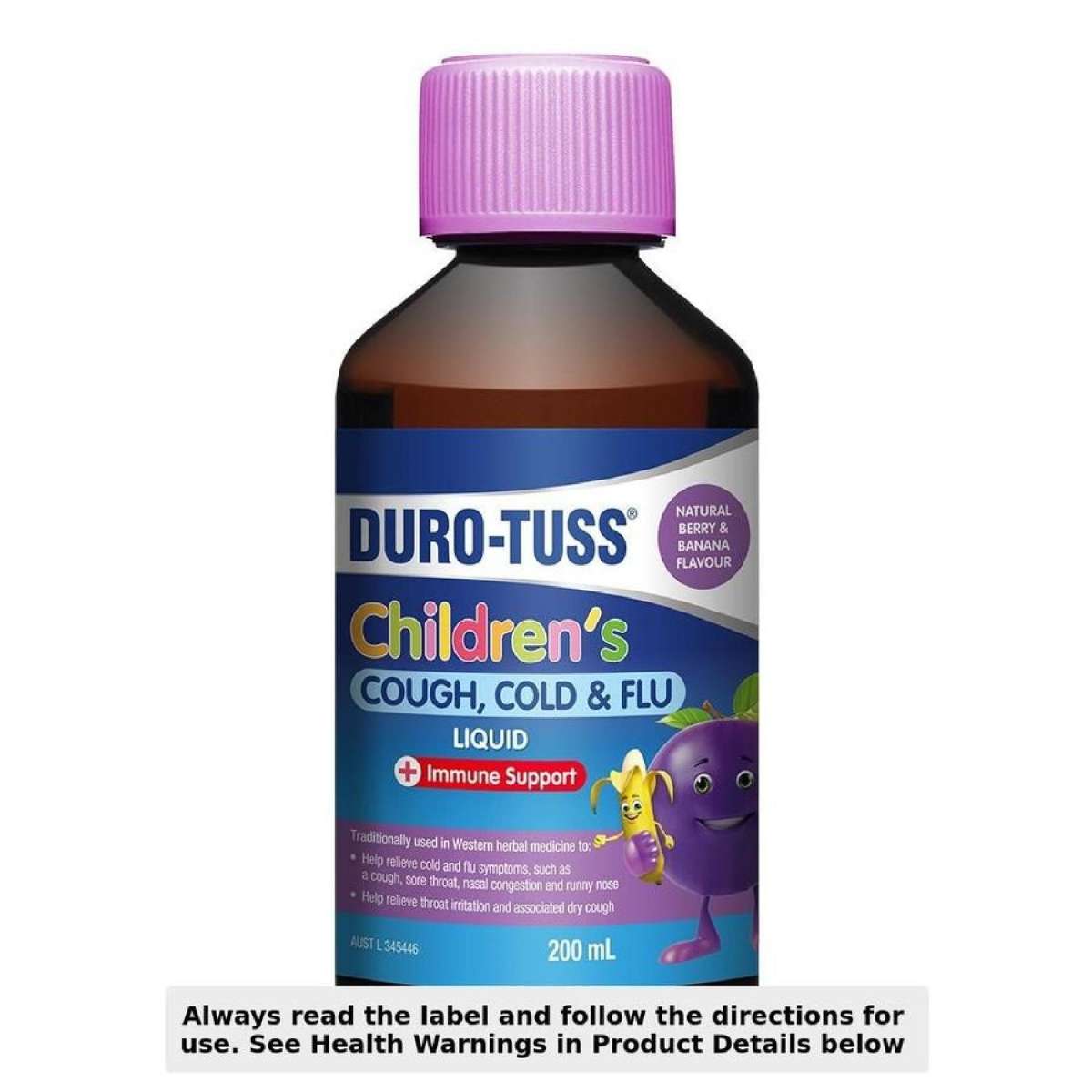 Childrens Cough Cold & Flu + Immune Support Berry & Banana